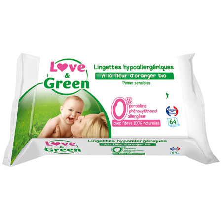 Lingettes à l'eau - 100% compostables & hypoallergéniques - BABY GREEN