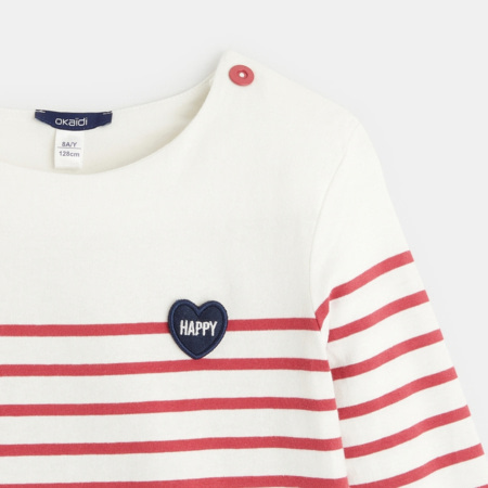 Avis T-shirt marinière à personnaliser d'un cœur rose fille OKAIDI 2