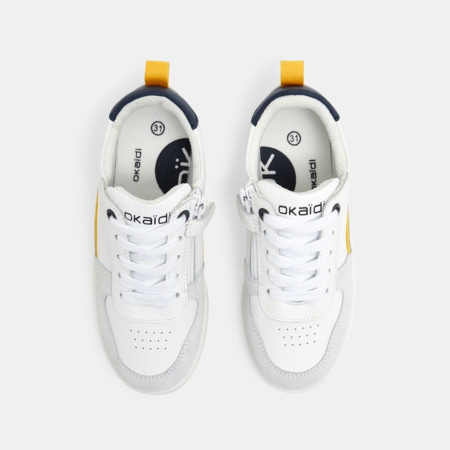 Avis Tennis bimatière cuir lacets et zip blanches garçon OKAIDI 2