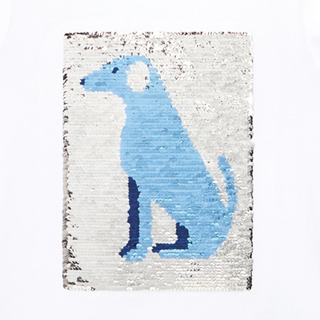 Avis T-shirt sequins magiques chien blanc fille OKAIDI 2