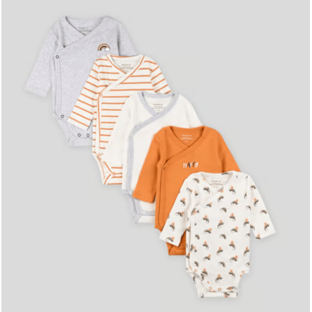 MONOPRIX (bout'chou) ボディ5枚セット 6-36m Lot de 5 bodies croisés, manches longues en coton bio Bout