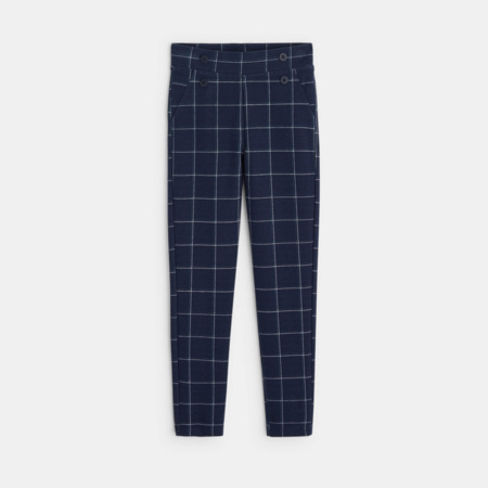 Jeggings carreaux en jersey Milano bleu fille OKAIDI