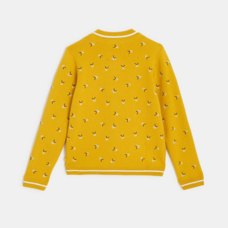 Avis Teddy en tricot brodé jaune fille OKAIDI 3