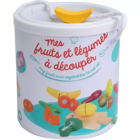 UKOFEW 27 Pièces Fruits Et Légumes Jouets - Set Cuisine Enfant à Découper Avec Velcro, Jeu D'Imitation Éducatif Pour 3 4 5 6 Ans