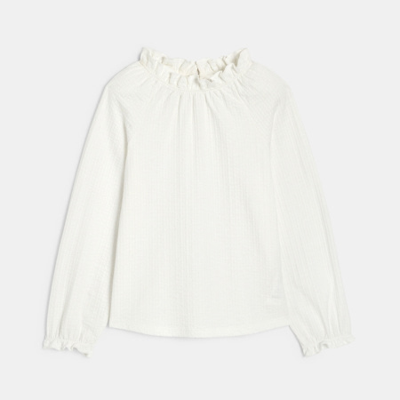 Avis T-shirt à col collerette blanc fille OKAIDI 1
