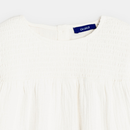 Avis Blouse à smocks en gaze de coton blanche fille OKAIDI 3