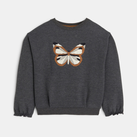 Avis Sweat-shirt motif papillon gris fille OKAIDI 2