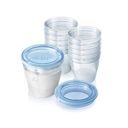 Kit conservation lait maternel 10 pots et couvercles AVENT-PHILIPS 1