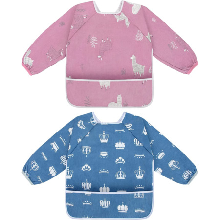 Bavoir Bébé Manches Longues Little Dimsum - Imperméable, Lavable, Poche De Rangement - 6 Mois à 3 Ans