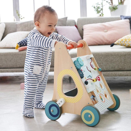 Chariot de marche bébé - Chariot de marche bois, jouet bébé 1 an JANOD