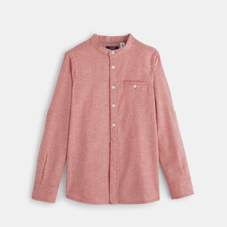 Chemise Manches Longues Okaidi Garçon - Bleu Poudre à Rayures Fines - Taille 9-10 Ans