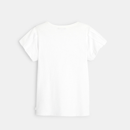 Avis T-shirt manches plissées motif sequin blanc fille OKAIDI 3