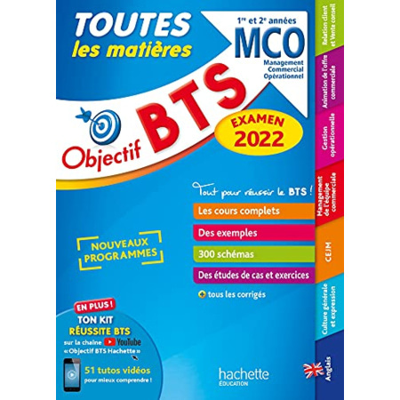 Avis Objectif BTS MCO (1re et 2e années) - Toutes les matières, examen 2022 Hachette Éducation 1