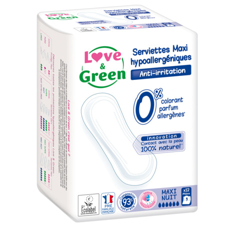 Serviettes Maxi-Nuit LOVE AND GREEN 1