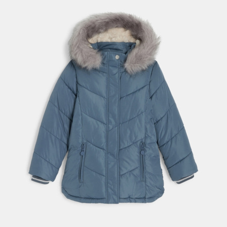 Manteau D'Hiver Fille à Capuche Mi-Long - Parka Matelassée Épaisse Doudoune Nœud Chaud Zippé Poches 1-5 Ans