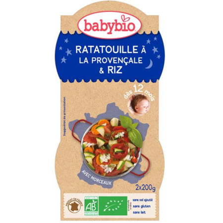 Bol Bonne nuit : Ratatouille à la Provençale et riz BABYBIO 1