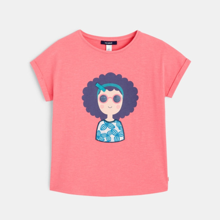 T-shirt Fille Okaïdi Taille 12 Ans - Motif Floral Bleu Marine - Manches Longues - Occasion Très Bon état - Coton 100%
