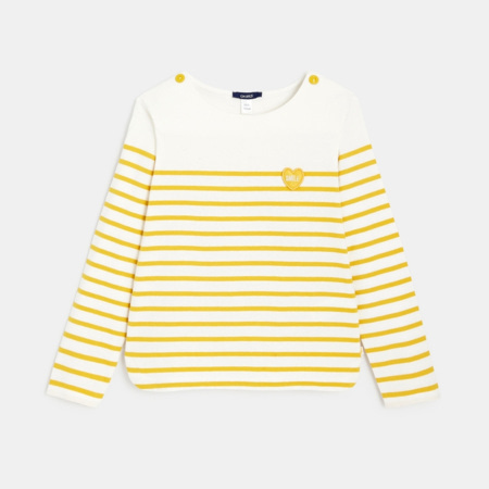 Avis T-shirt marinière à personnaliser d'un cœur jaune fille OKAIDI 1