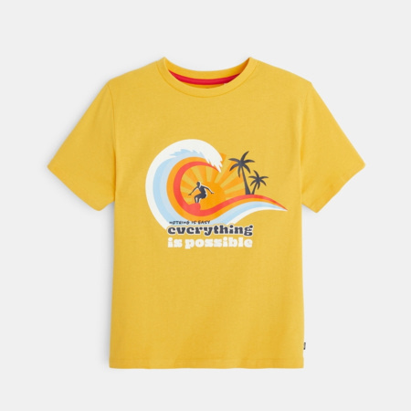 Avis T-shirt surf à message jaune garçon OKAIDI 1