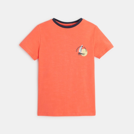 Avis T-shirt motif bateau à voile orange garçon OKAIDI 1