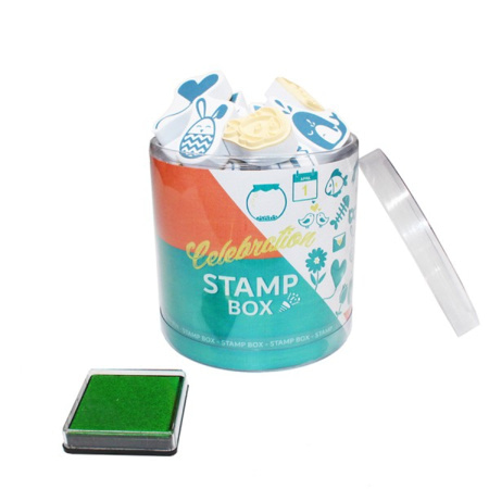 LOOLIPO Mini Tampons Noël – Lot De 32 Tampons En Caoutchouc Et Mousse + 1 Encreur Rouge – Loisir Créatif Enfant – Dès 3 Ans – L740100
