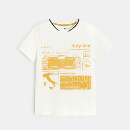 Avis T-shirt manches courtes motif Italie blanc garçon OKAIDI 1