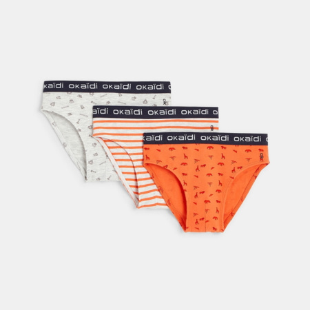 Slip en jersey de coton lot de 3 orange garcon OKAIDI Comparateur Avis Prix