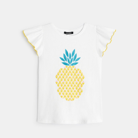 T-shirt Fille Chloé Motif Ananas Avec Nœud Latéral - Taille 5 (style Bonpoint)