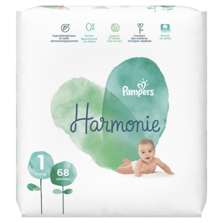 Couches PAMPERS Harmonie - Taille 5 - 64 couches - Cdiscount Puériculture &  Eveil bébé