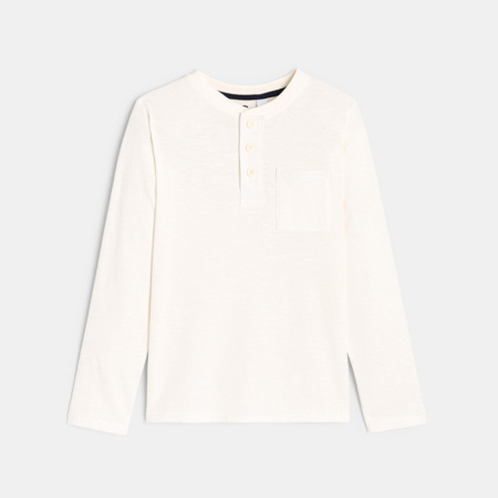 Avis T-shirt à col boutonné blanc garçon OKAIDI 1