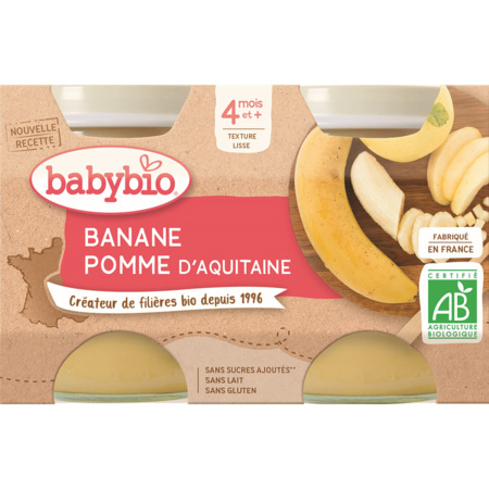 Pots Banane Pomme de Nouvelle-Aquitaine dès 4 mois BABYBIO