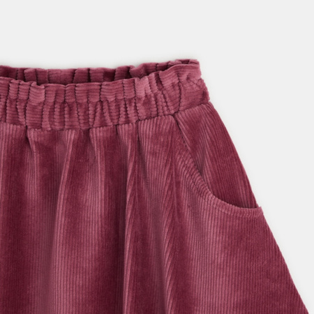 Jupe Fille 12 Ans Okaïdi - Velours Côtelé Rouge Avec Ceinture - État Comme Neuf