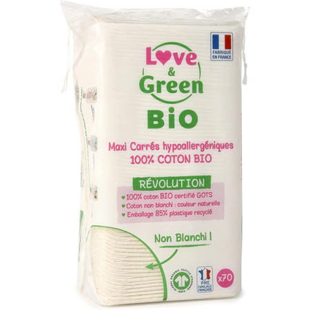 Avis Carrés hypoallergéniques 100% coton BIO - Non blanchis LOVE AND GREEN 1