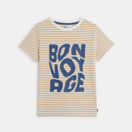 Avis T-shirt rayé à message Bon Voyage jaune garçon OKAIDI 1