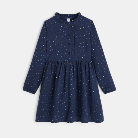 Robe Fleurie Hiver Fille Coton Jaune Bleu APPOLINE - La Faute à Voltaire - Jaune - 0.00