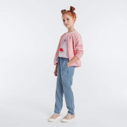 Avis Veste maille quiltée imprimé feuillage rose fille OKAIDI 1