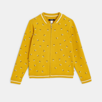 Avis Teddy en tricot brodé jaune fille OKAIDI 1