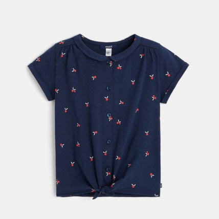 Avis Chemise maille motif fleuri bleue fille OKAIDI 2