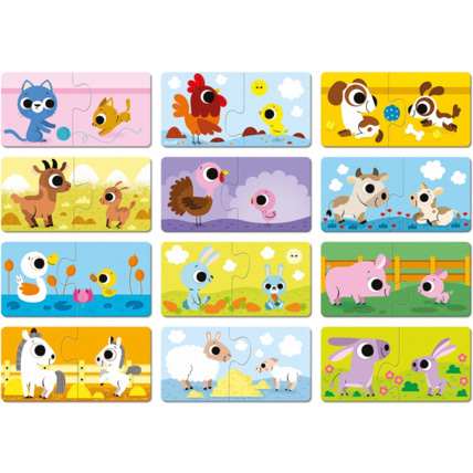Avis Lot de 12 petits puzzles Parents et bébés animaux JANOD 1