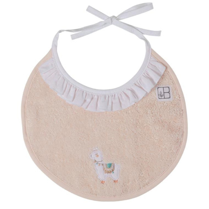 Avis Mini bavoir bouclette de coton biologique broderie lama Inca CARRE BLANC 1