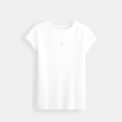 Avis T-shirt à message blanc fille OKAIDI 1