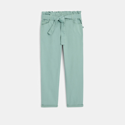Avis Pantalon taille haute en toile vert fille OKAIDI 1