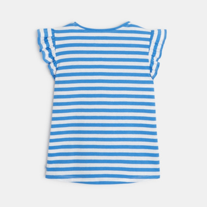 Avis T-shirt rayé à manches volantées bleu fille OKAIDI 3