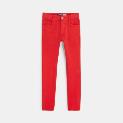 Avis Pantalon skinny en toile bi-stretch rouge garçon OKAIDI 1
