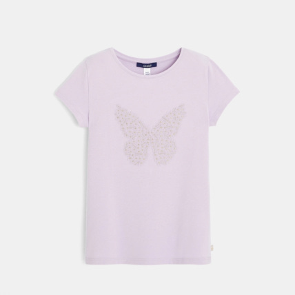 Avis T-shirt brodé papillon violet fille OKAIDI 1