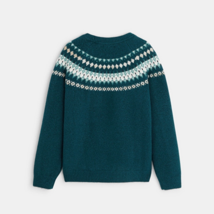 Avis Pull scandinave motif jacquard vert fille OKAIDI 3