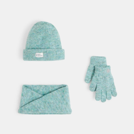 Avis Bonnet + snood + gants coordonnés vert fille OKAIDI 2