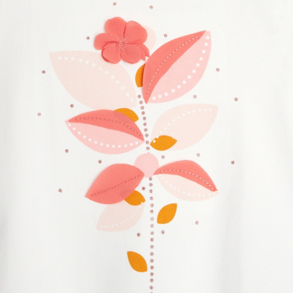 Avis T-shirt imprimé fleur et pois blanc fille OKAIDI 3