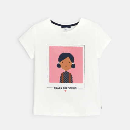 Avis T-shirt à message "Ready for school" rose fille OKAIDI 1