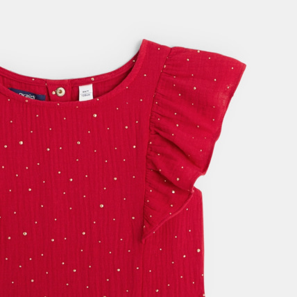 Avis Robe en gaze de coton doublé rouge fille OKAIDI 2